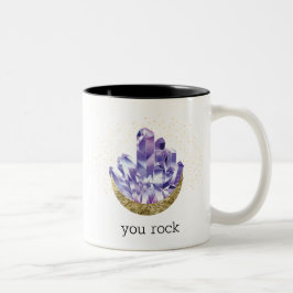 Man rock Amethyst Crystals Mystical Watercolor Zweifarbige Tasse