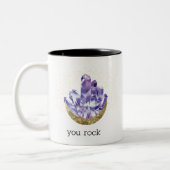 Man rock Amethyst Crystals Mystical Watercolor Zweifarbige Tasse (Links)
