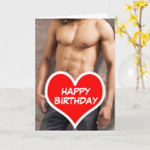 Man’s Bare Chest Happy Birthday Karte (Gelbe Blume)