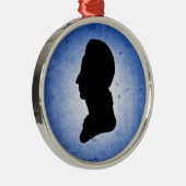 "Man Silhouette on Blue" Silbernes Ornament (Rechts)