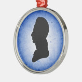 "Man Silhouette on Blue" Silbernes Ornament (Links)