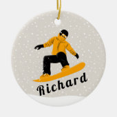 Man Snowboarden Individuelle Name Extreme Winter S Keramik Ornament (Vorne)