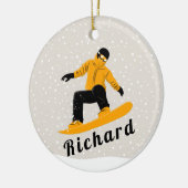Man Snowboarden Individuelle Name Extreme Winter S Keramik Ornament (Links)