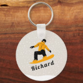 Man Snowboarden Individuelle Name Extreme Winter S Schlüsselanhänger (Vorderseite)