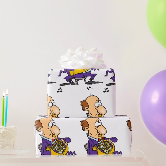 Man spielt ein französisches Horn Geschenkpapier