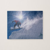 Man springt von einer großen Ecke auf einem Snowbo Puzzle (Horizontal)