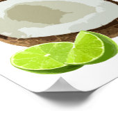 Man steckt das Limone in die Kokosnuss Poster (Ecke)