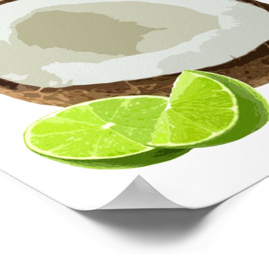 Man steckt das Limone in die Kokosnuss Poster (Ecke)