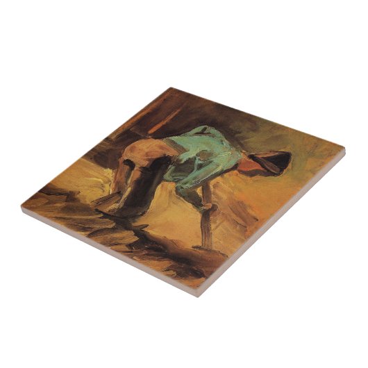 Man Stooping mit Stick, Spade von Vincent van Gogh Fliese (Seite)