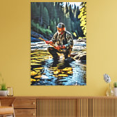 *~* Man Stream Nature AP49 Fishing Art Leinwanddruck (Insitu (Wohnzimmer))