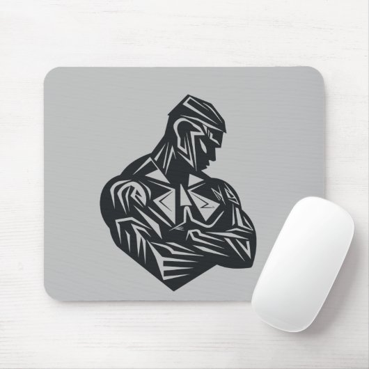 Man Strong Will Power Vector Graphic Mousepad (Mit Mouse)