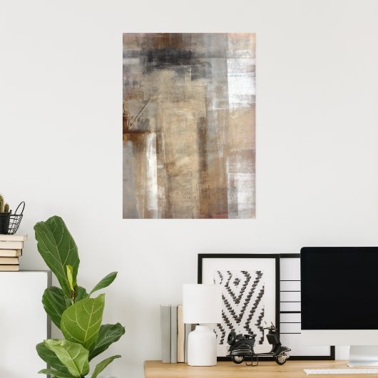 'Man Style' Brown und Beige Abstrakt Art Poster (Heimbüro)