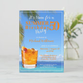 Man Summer Ocean Cocktail 50. Geburtstagsparty Einladung (Stehend Vorderseite)