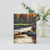 *~* Man Sun Fishing Stream Maine AP49 River Postkarte (Stehend Vorderseite)