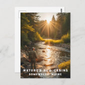 *~* Man Sun Fishing Stream Maine Peace AP49 Postkarte (Vorne/Hinten)