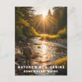 *~* Man Sun Fishing Stream Maine Peace AP49 Postkarte (Vorderseite)