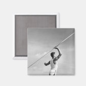 Man Throwing Javelin Magnet (Vorderseite/Rückseite)