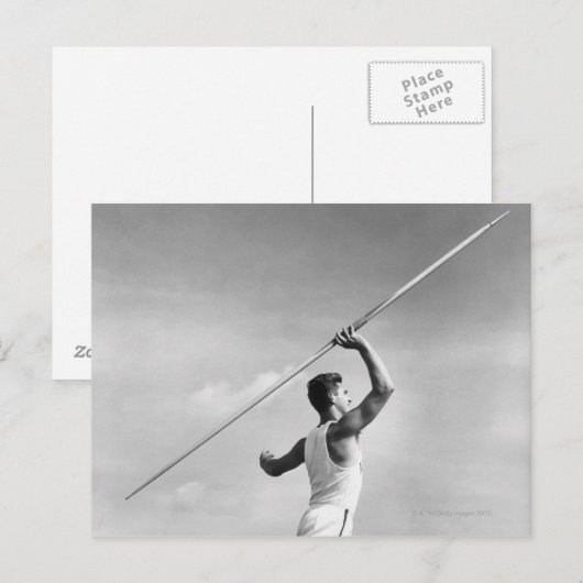 Man Throwing Javelin Postkarte (Vorne/Hinten)