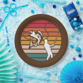 Man Trout Fiashing Retro Sunset Teller (Party)