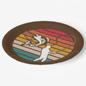 Man Trout Fiashing Retro Sunset Teller (Schrägansicht)