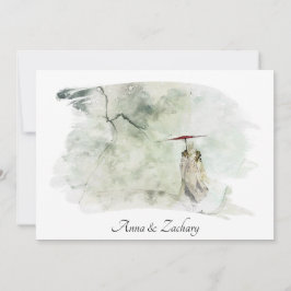 *~* Man Umbrella Hügel Japan UAWG QR AR27 Hochzeit Einladung