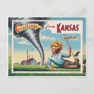 Man und Tornado Grüße aus Kansas Postkarte