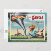 Man und Tornado Grüße aus Kansas Postkarte (Vorne/Hinten)