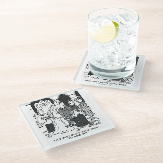 Man versucht, Bridge bei einer Hochzeit vorzuschla Glasuntersetzer (Schrägansicht)