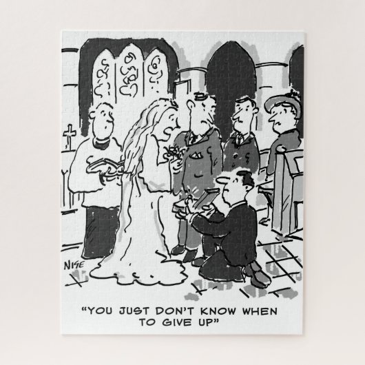 Man versucht, Bridge bei einer Hochzeit vorzuschla Puzzle (Vertikal)