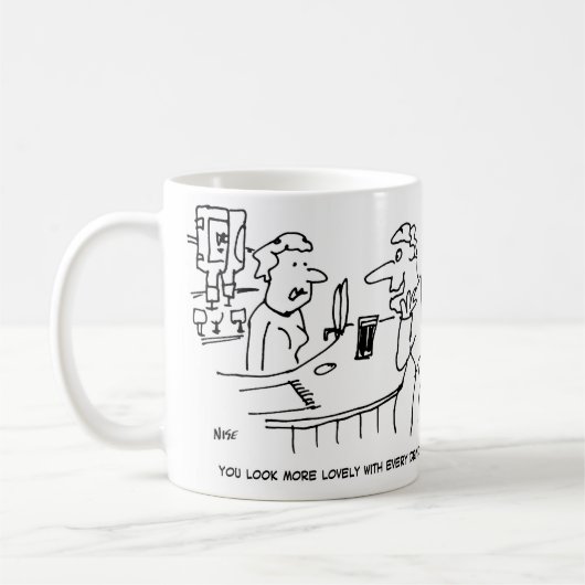 Man versucht Flatter Barmaid zu bringen Kaffeetasse (Links)