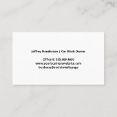 Man Washing Car | Auto Services Visitenkarte (Rückseite)