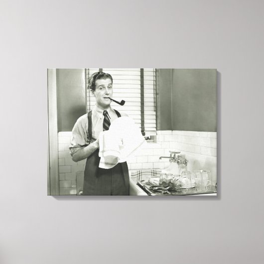 Man Washing Dishes Leinwanddruck (Vorderseite)