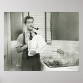 Man Washing Dishes Poster (Vorne)