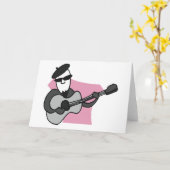 Man Wearing Beret Playing Acoustic Guitar Karte (Gelbe Blume)