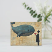 Man with a Heart and a Flying Whale Postkarte (Stehend Vorderseite)