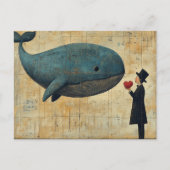 Man with a Heart and a Flying Whale Postkarte (Vorderseite)