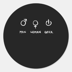 Man Woman Geek Runder Aufkleber