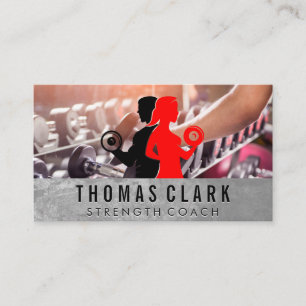Man Woman Lifting   Dumbbell Rack Visitenkarte