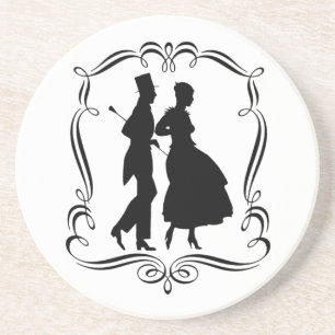 Man Woman Silhouette Vintag Art Untersetzer