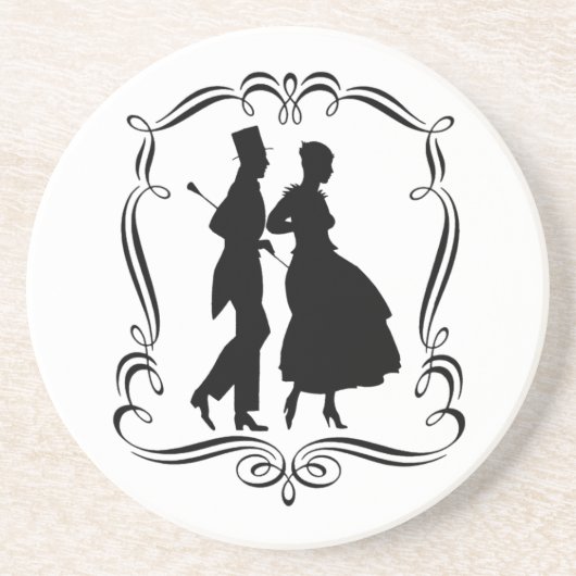 Man Woman Silhouette Vintag Art Untersetzer (Vorne)