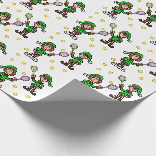 Man Woman Tennis Player Elves Weihnachtsgeschenk W Geschenkpapier (Ecke)