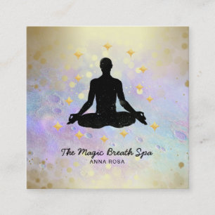~ Man Yoga Gold Meditation Glitzer Quadratische Visitenkarte