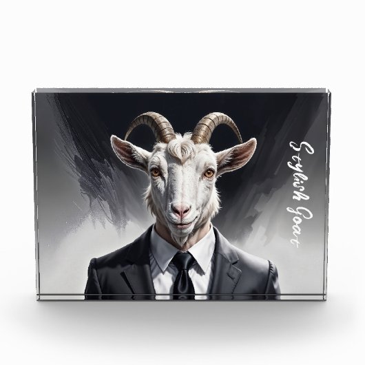 Man Ziege Anwalt Fantasie Biest tiergraue Kunst Fotoblock (Vorderseite)