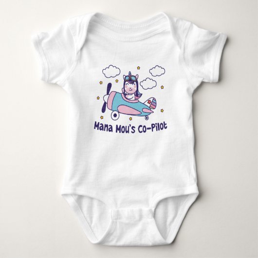 Mana Mous Co-Pilot - Einhornflugzeug Baby Strampler (Vorderseite)
