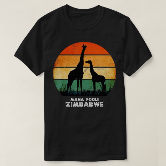 Mana Pools Zimbabwe Giraffe Safari National Park G T-Shirt (Design vorne)