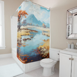 Mana Pools Zimbabwe Vintag Illustration Travel Duschvorhang