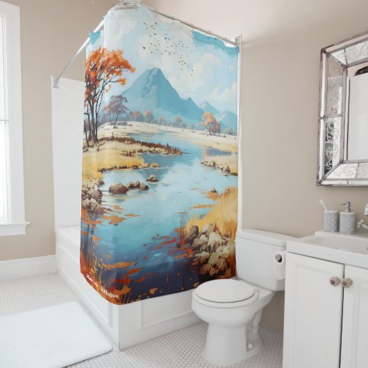 Mana Pools Zimbabwe Vintag Illustration Travel Duschvorhang (Beispiel)