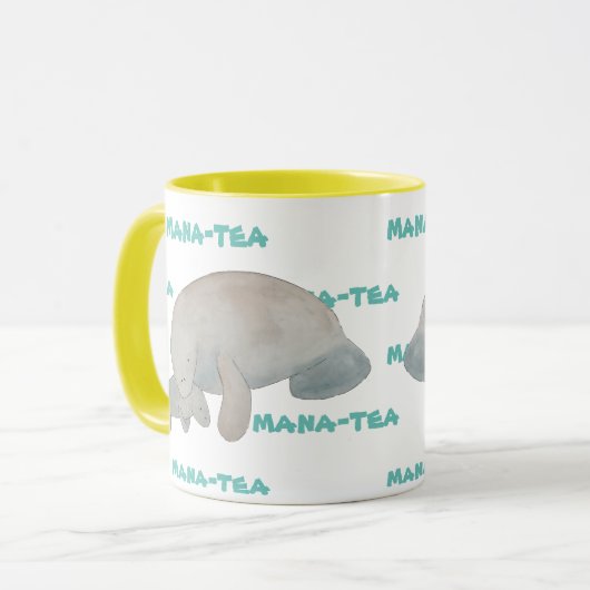Mana-tea Funny Pun Manatee Tasse (Vorderseite Links)