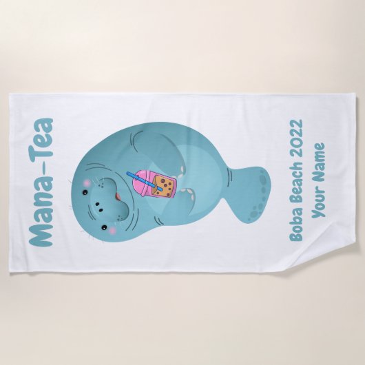 Mana-Tee Personalisiert Manatee Boba Tea Strandtuc Strandtuch (Vorderseite)