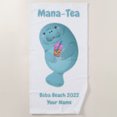 Mana-Tee Personalisiert Manatee Boba Tea Strandtuc Strandtuch (Vorderseite)